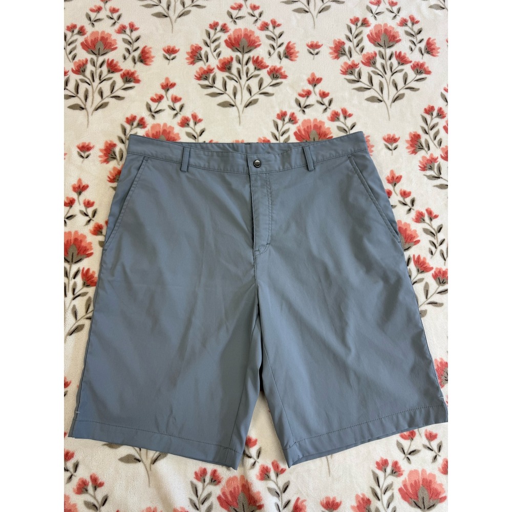 Calvin Klein Mens 34 Performance Golf Shorts Blue Gray Flat Front Stretch 0234
